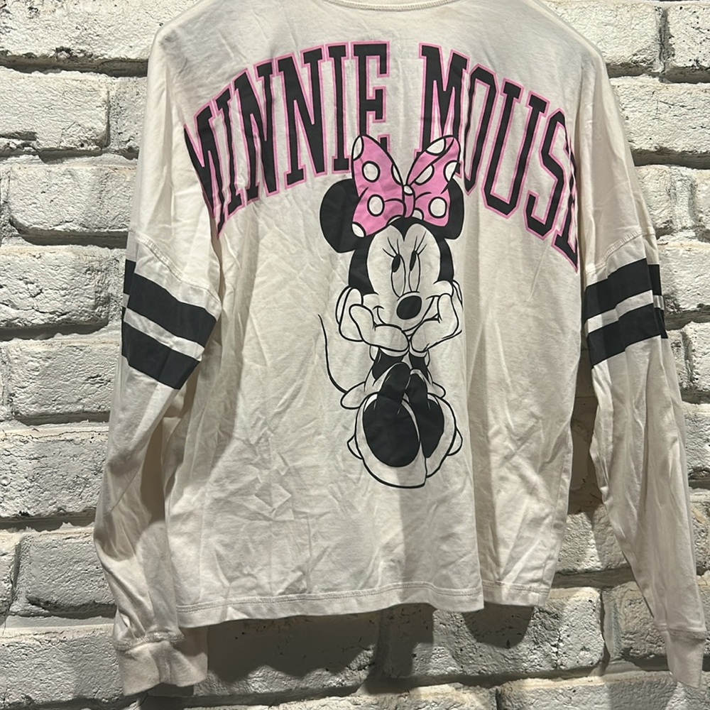Minnie Mouse, LS Collegiate Tee, Women’s Size Large, Crop style, barely worn!
